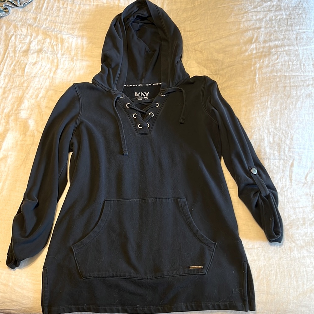 Marc New York 3/4 sleeve lace up hoodie